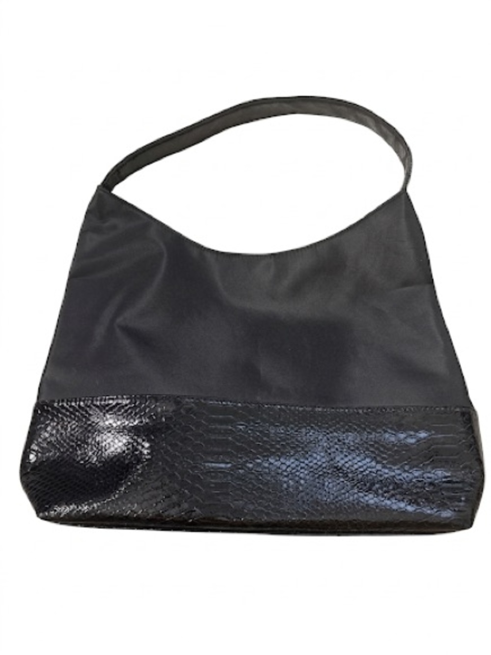 Classic Black Shoulder Bag with Textured Trim